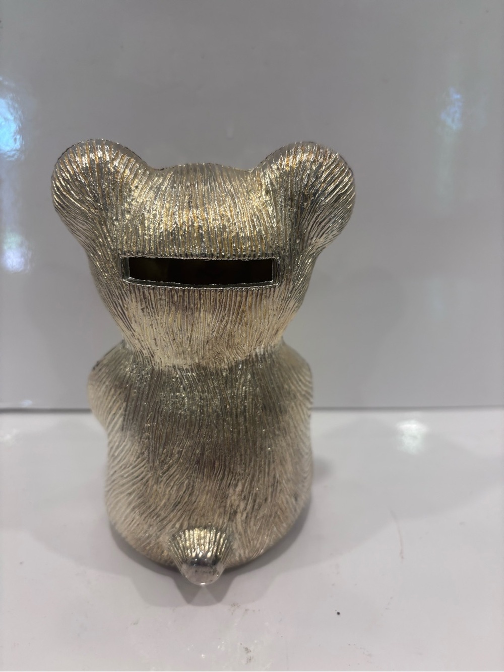 Vintage Elegance Silver Plated Zinc Teddy Baby Bear Piggy Coin bank 5” - Picture 6 of 8